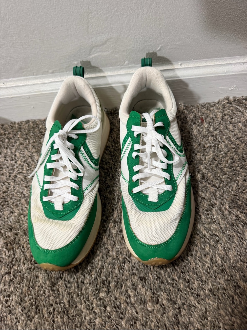 Zara Green and White Men's Low-Top Sneakers
